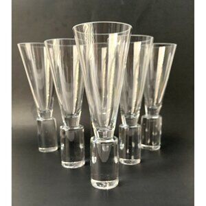 6 Sasaki Colonnade Crystal Champagne Flutes Japan Vintage Vintage Barware